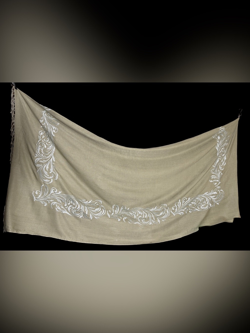 Court of Versailles Cashmere Silk Embroidered Sage Green Decorative Throw